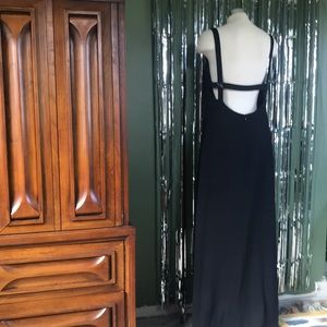💎VINTAGE ST JOHN EVENING Classic Black Backless Maxi Formal Gown Size 12💎